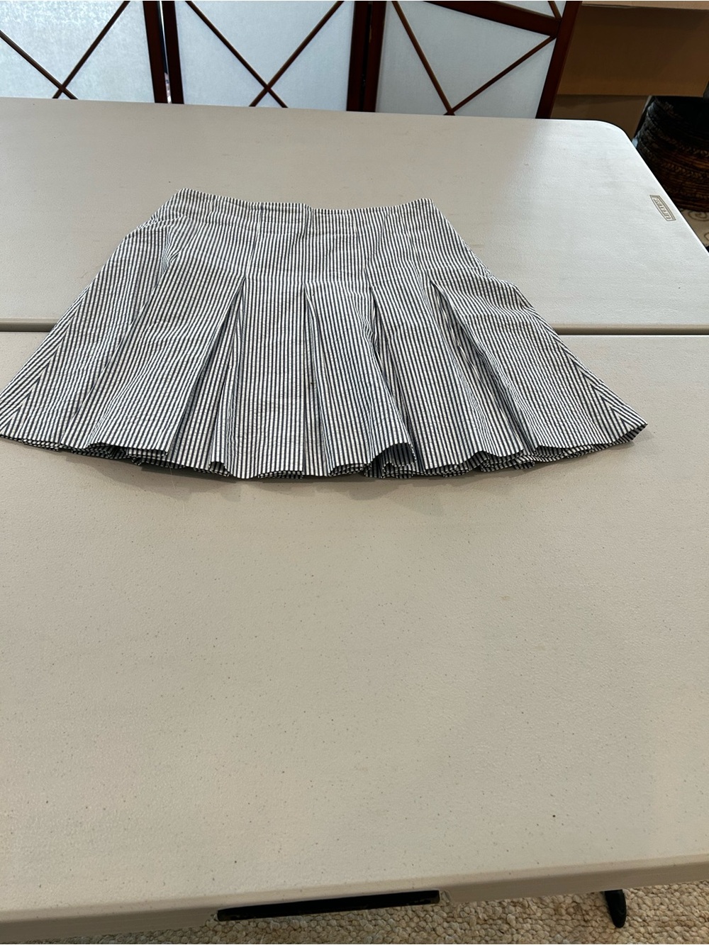 Petite Sophisticate Blue & White Striped Pleated Mini Skirt Preppy Tennis  Skirt - Picture 3 of 6